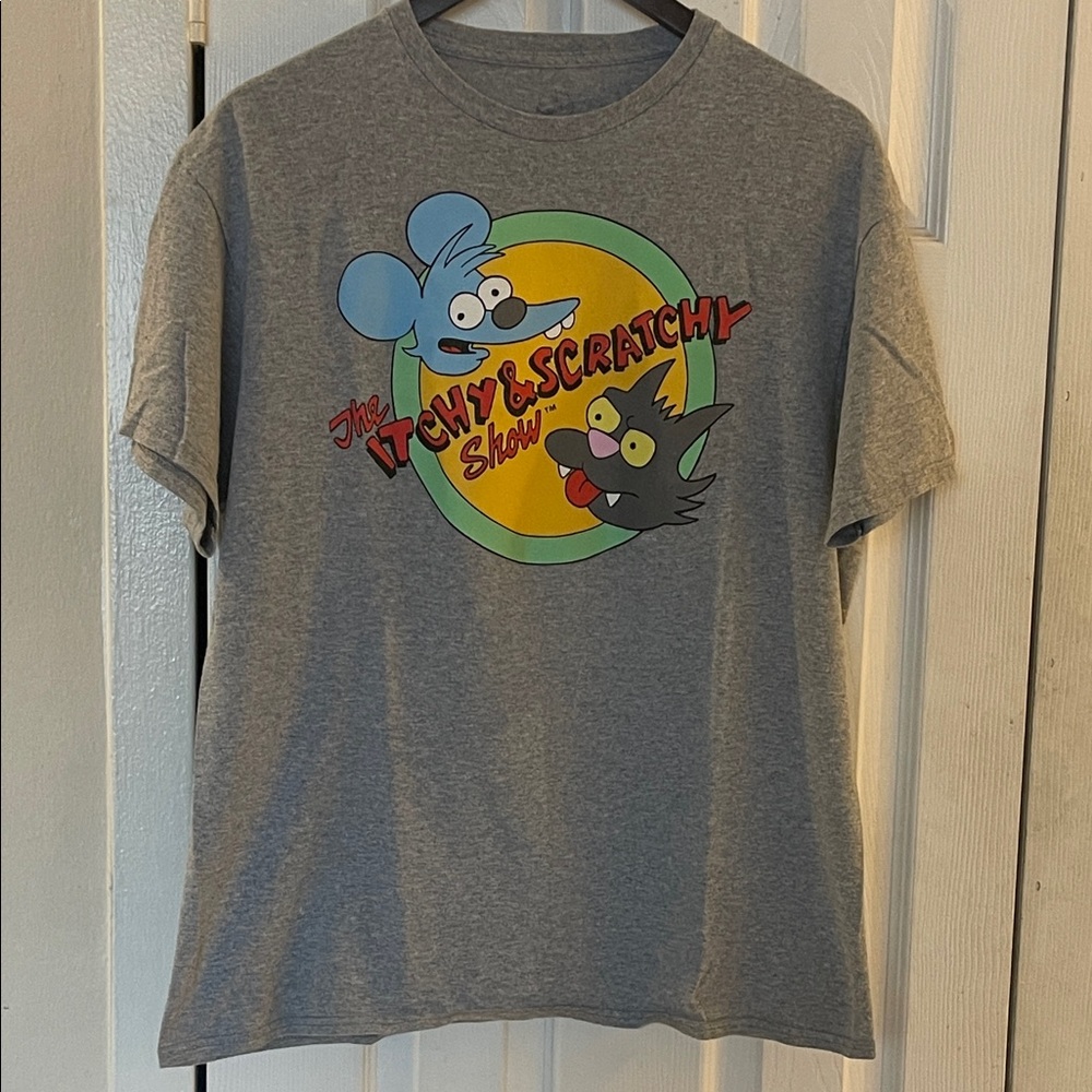 The Simpsons “The Itchy & Scratchy Show” T-Shirt Size Large In Gray